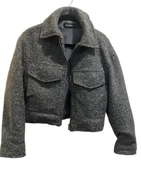 Ci Sono Charcoal Gray Cropped Jacket
